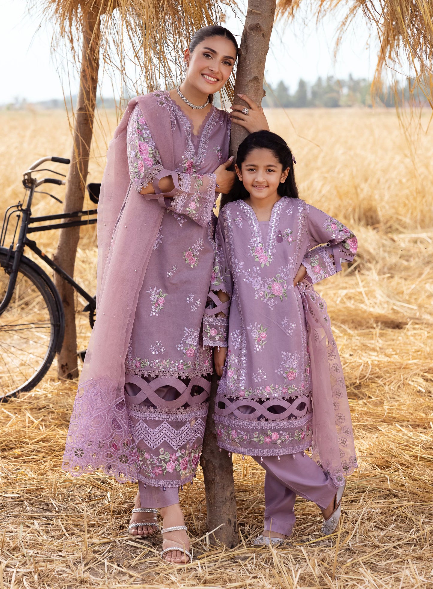 Taaron Jaisi by Mona – Matching Mother Daughter Lavender Cutwork Outfits – TJM5