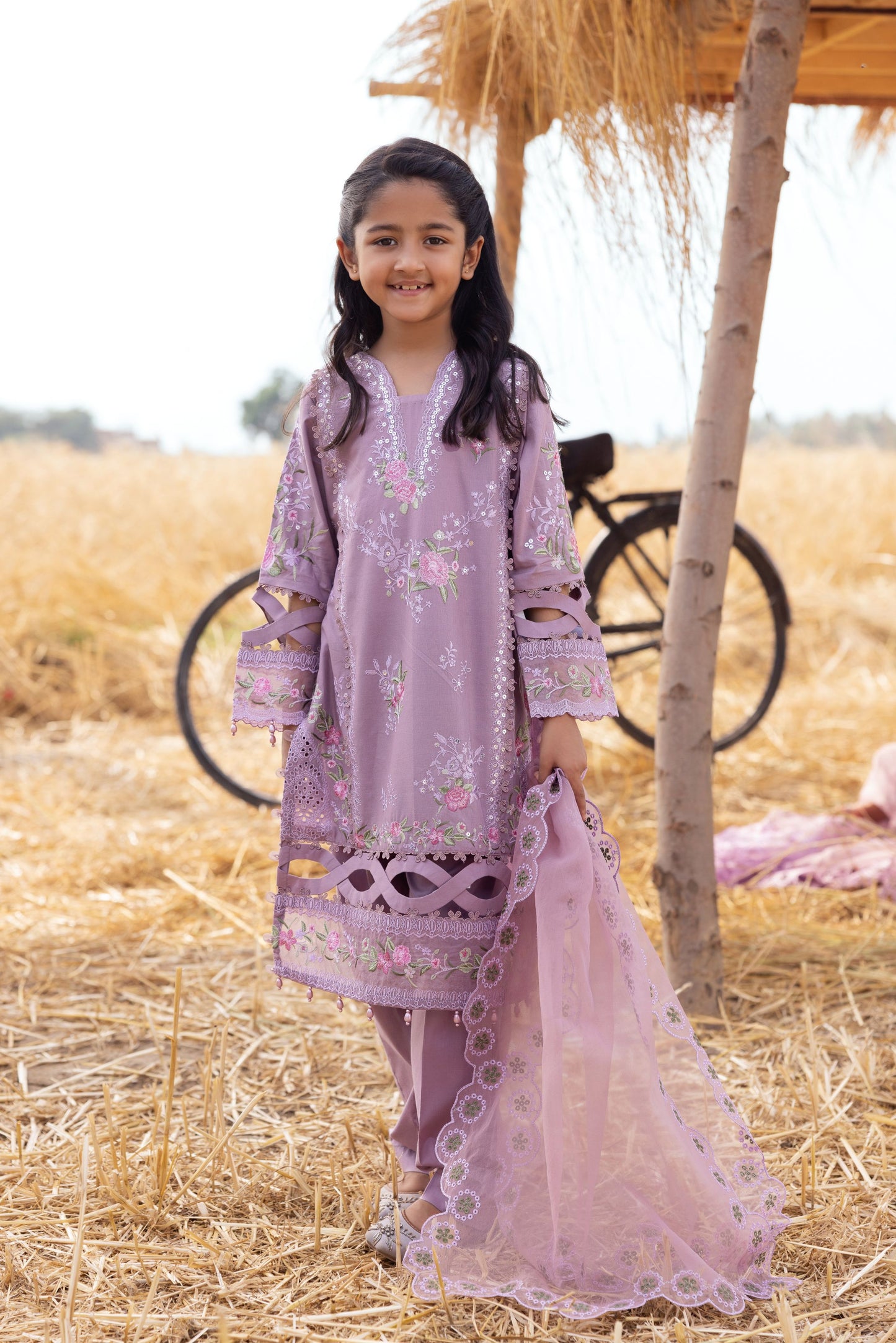 Taaron Jaisi by Mona – Matching Mother Daughter Lavender Cutwork Outfits – TJM5