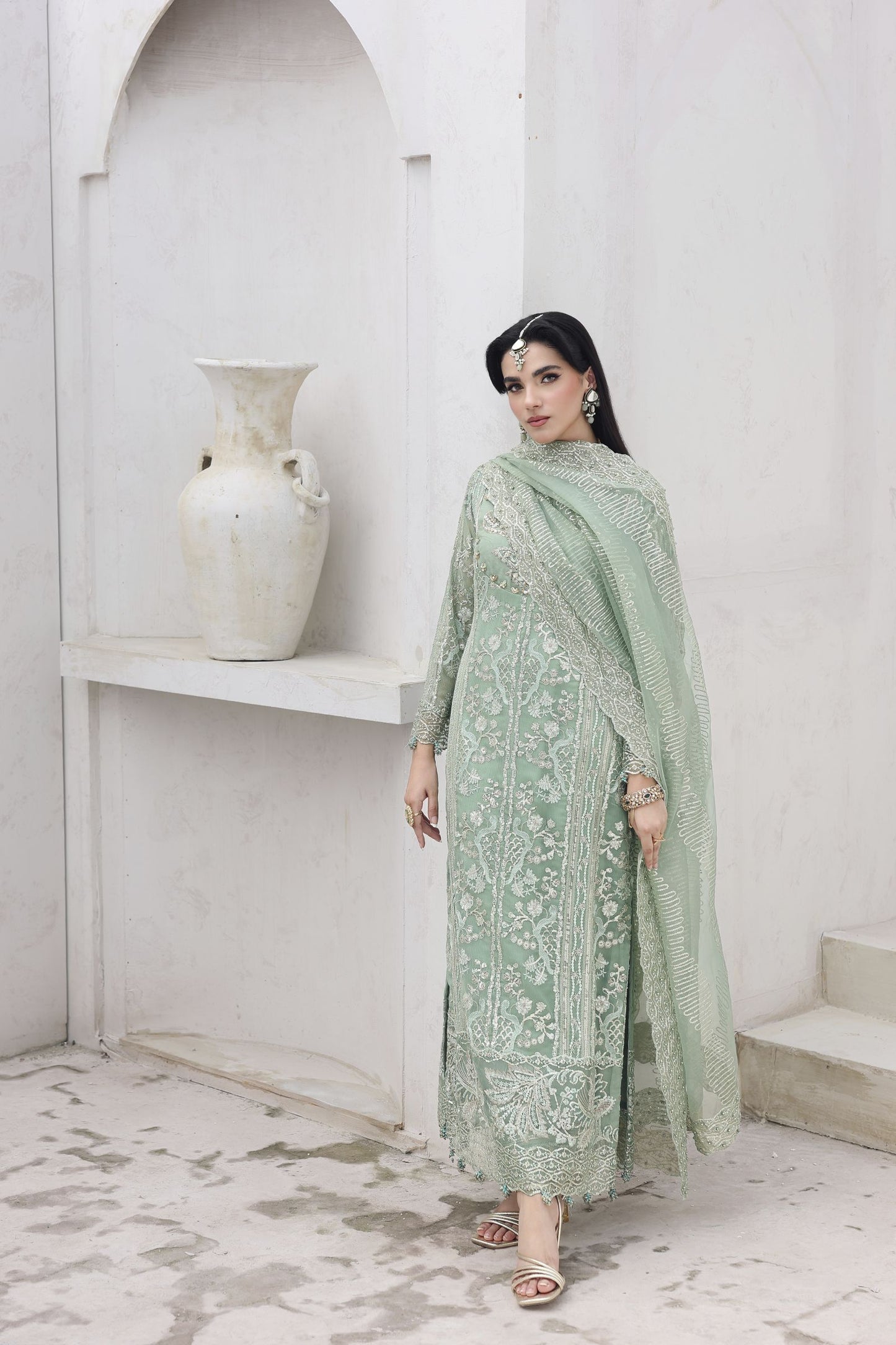 Rasm by Mona – 3pc Organza Formal Pakistani Dress MKR14