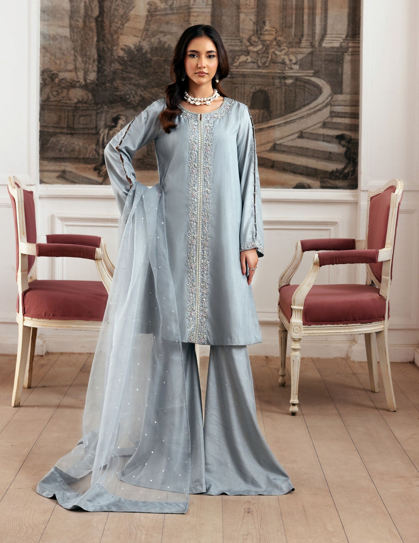 Zehra by Ain Raw Silk Gharara Festive Designer Womenswear ZAR3