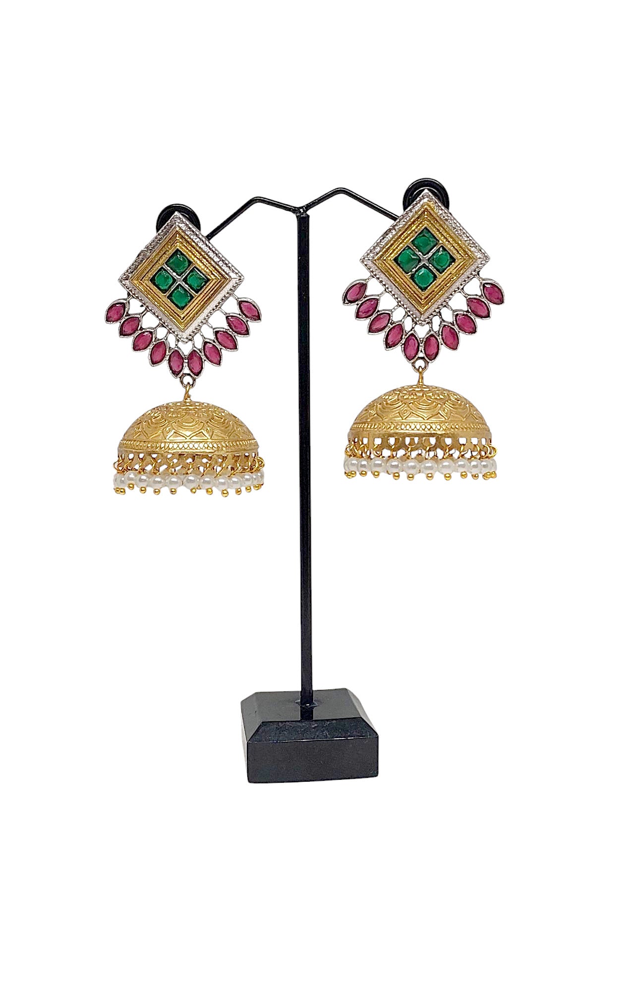 Gul Warun Regal Geometric Jhumka Earrings – 2 Colours GJ9