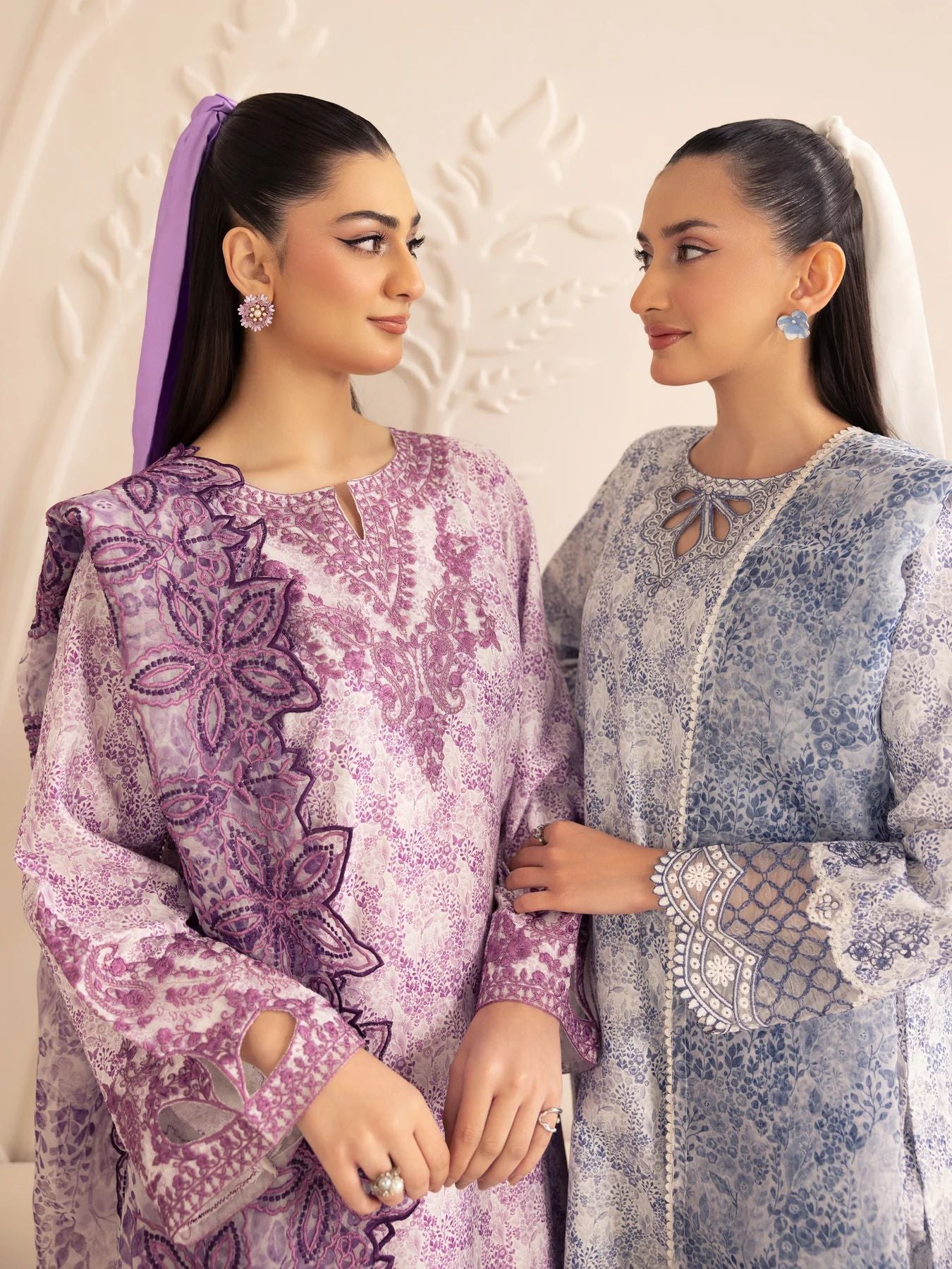 Muse01 - Lavender Elegance | 3pc Silk Lawn Printed & Embroidered Suit by Mohagni