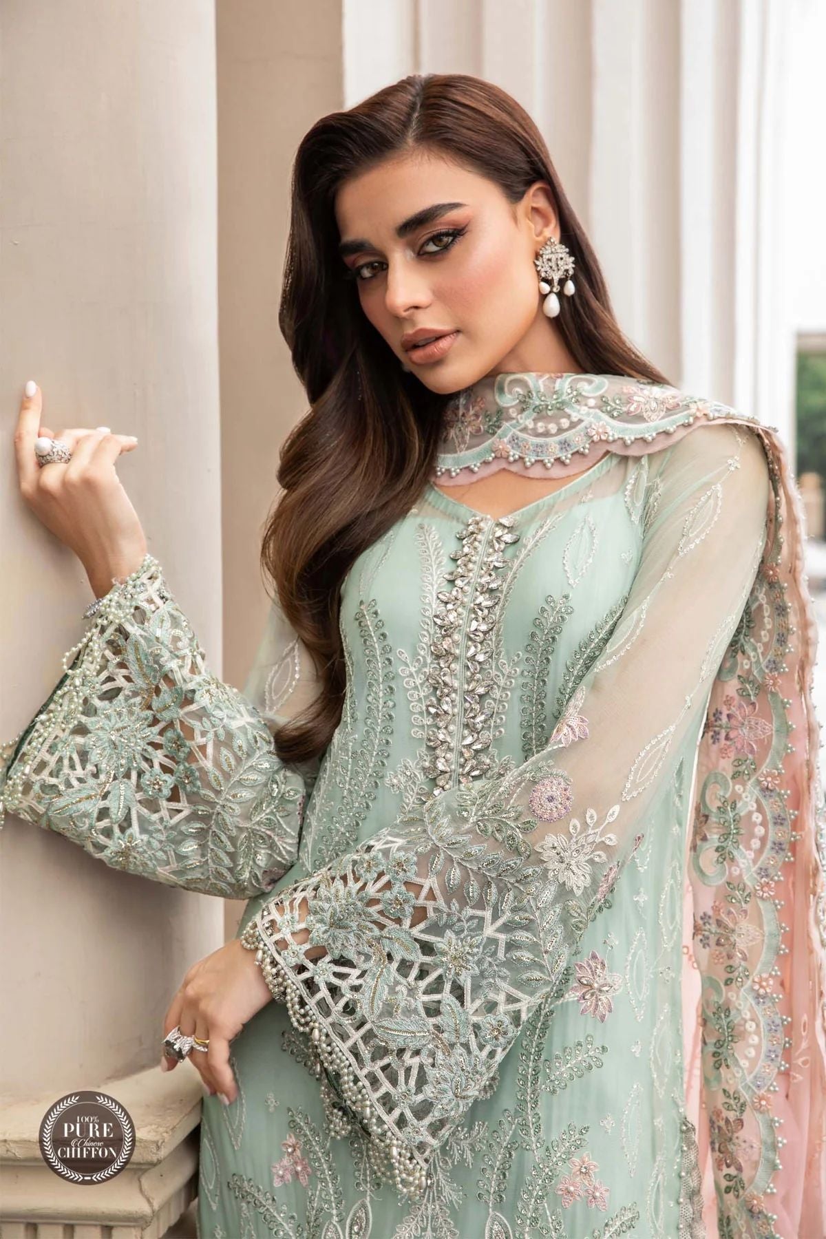 Maria B Ready to Wear Chiffon Mint Green 104