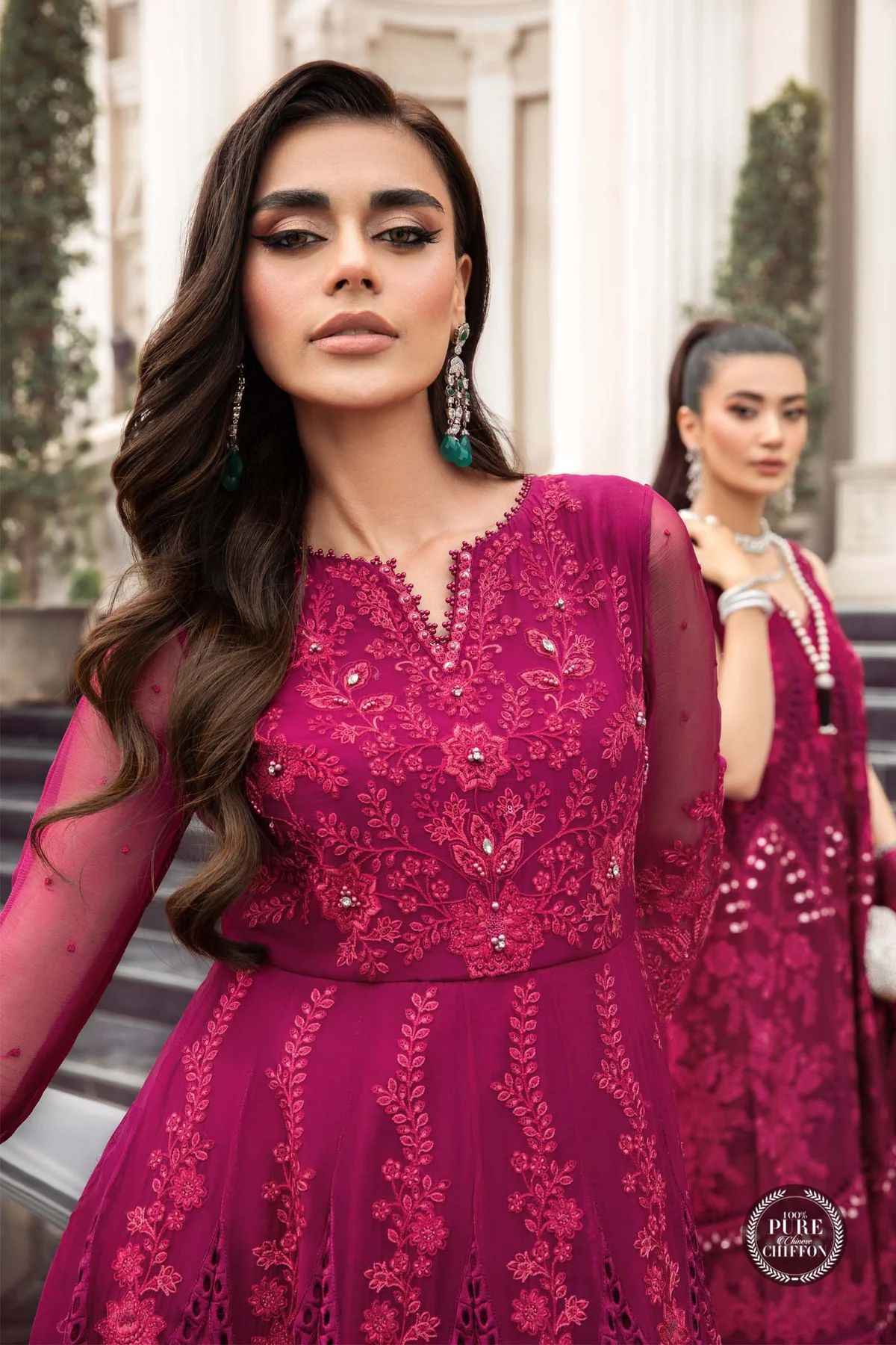 Maria B Ready to Wear Chiffon Magenta Pink 107