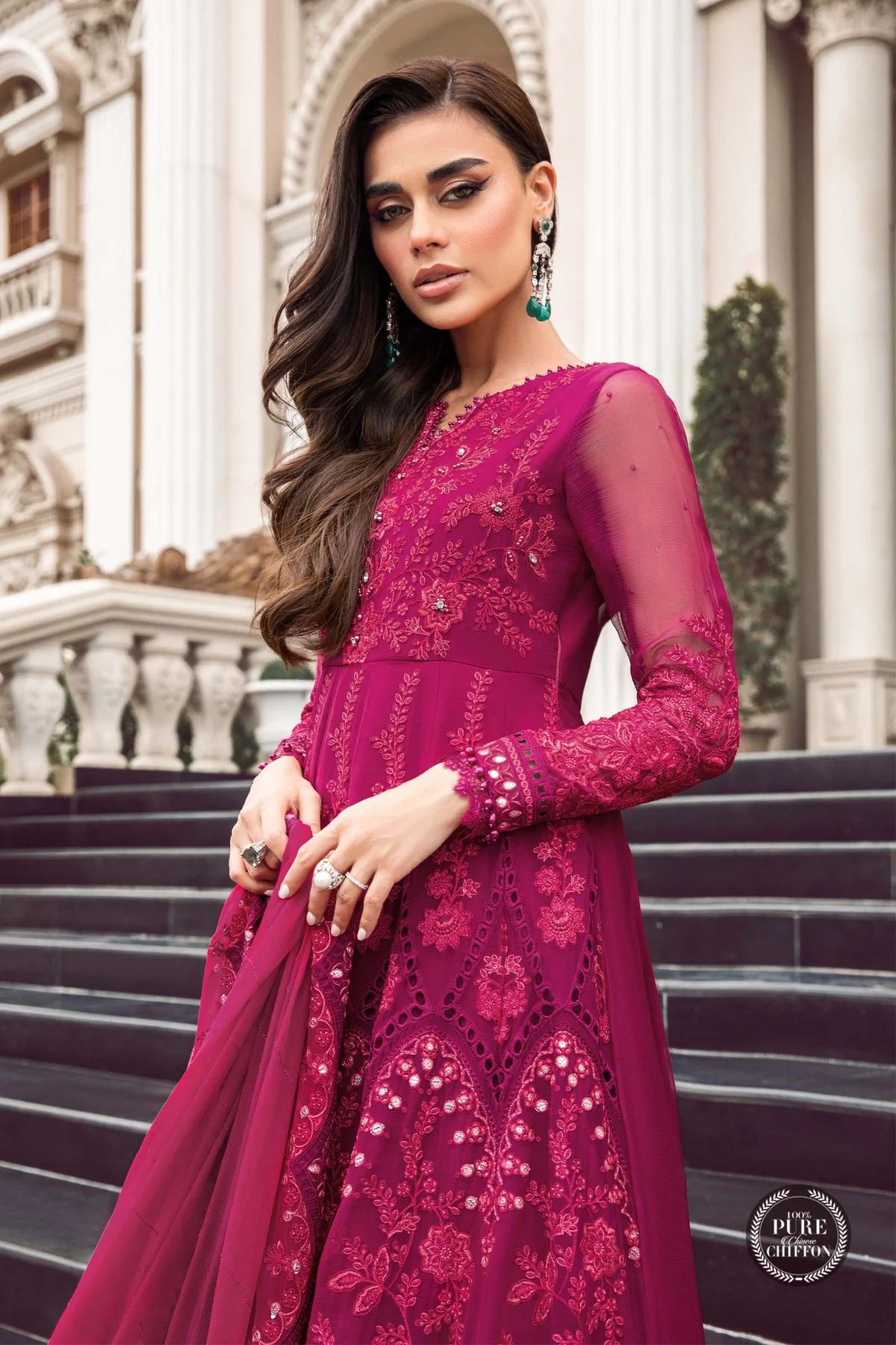 Maria B Ready to Wear Chiffon Magenta Pink 107
