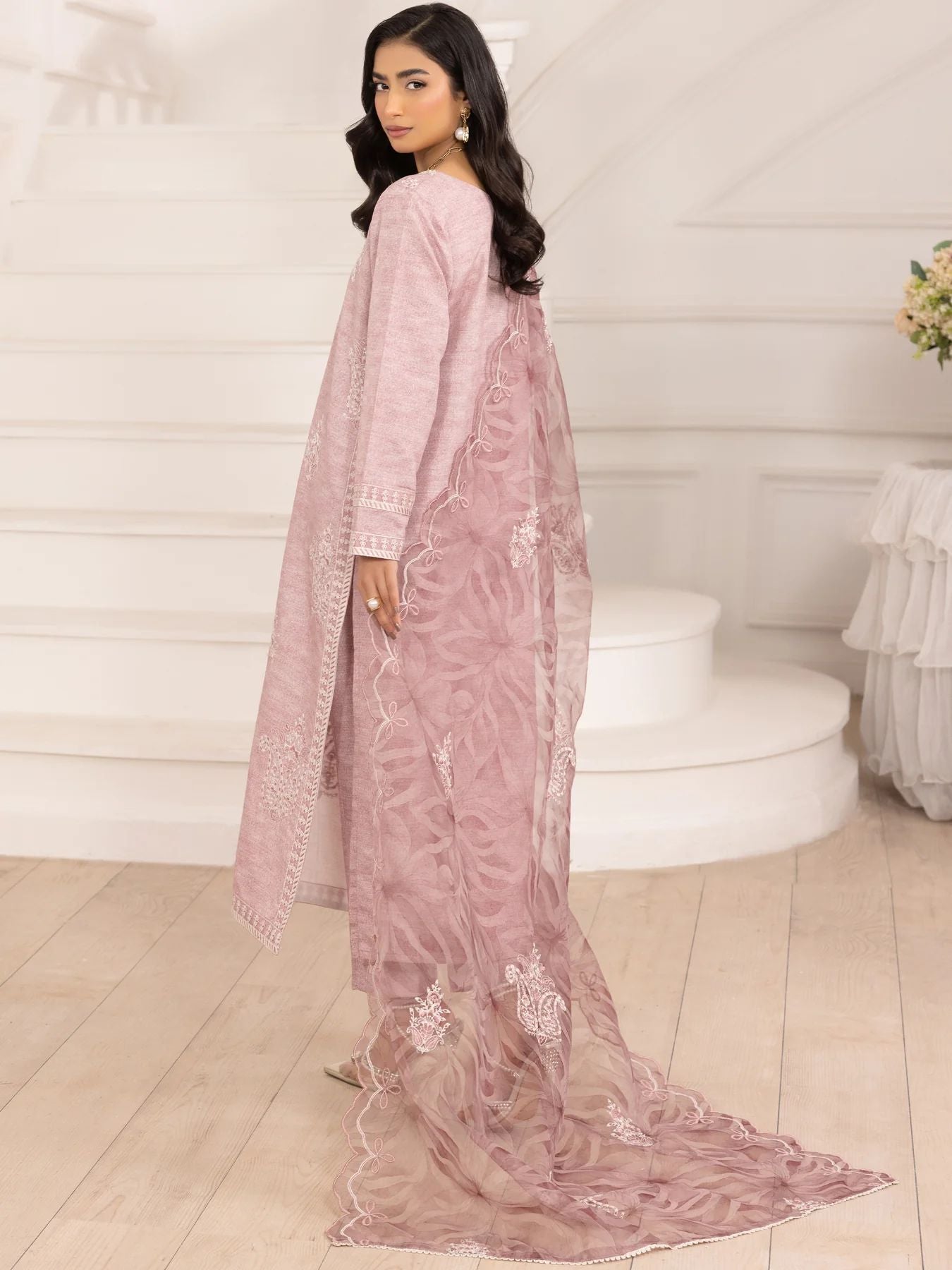 Muse09 – Rosewood Charm | 3pc Embroidered Silk Lawn Suit with Organza Dupatta by Mohagni
