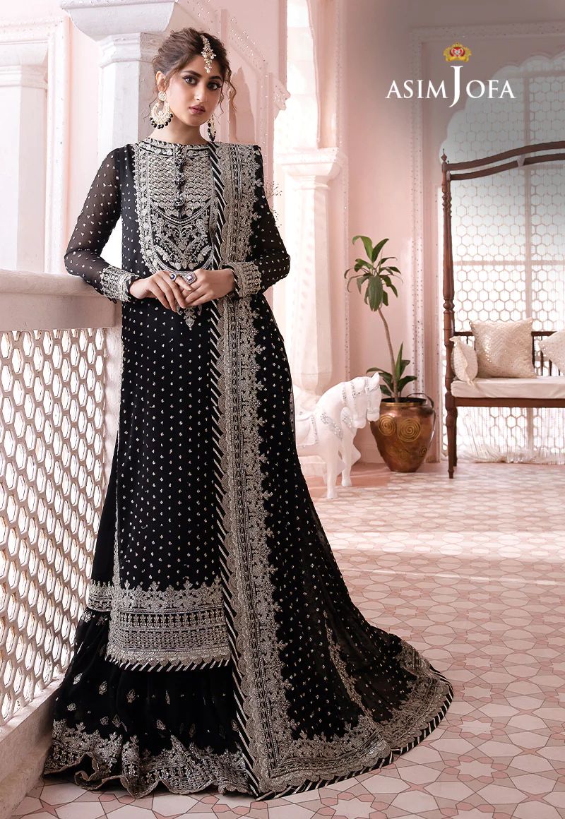 asim jofa black dress ASIM JOFA Chandni Chiffon Formals AJCC03