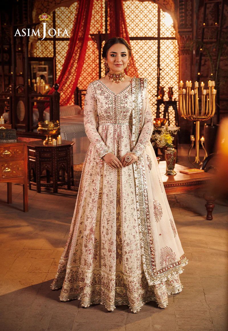 white christmas dresses Asim Jofa EMBROIDERED CHIFFON 3 PCS AJCE-04