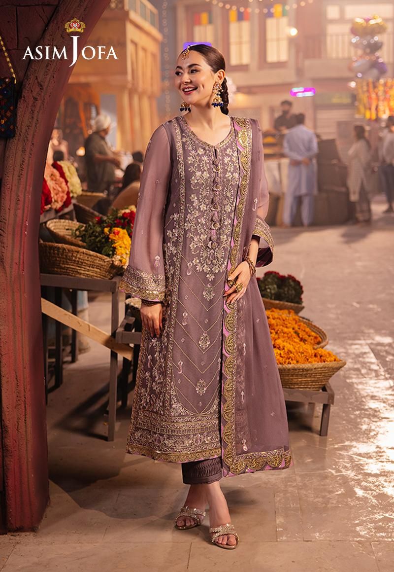 brown leather cut out dress Asim Jofa Ready to Wear Chamkeeli Festive Collection AJKK-29