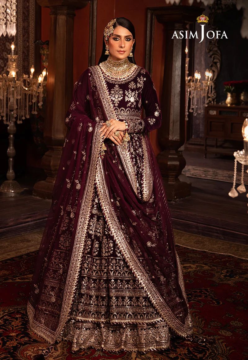 Bridal Lehenga Asim Jofa Bridal Studio ASIM JOFA Makhmal Wedding Velvet  AJMM11, image size:800x1160