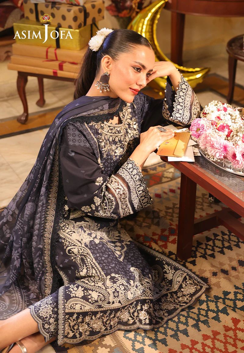 Asim Jofa 3pc PRINTED EMBROIDERED LAWN AJUBF42