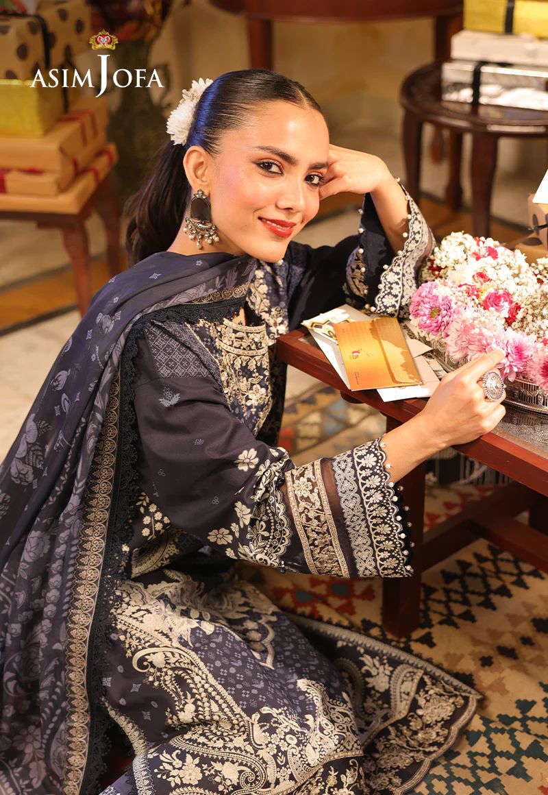 Asim Jofa 3pc PRINTED EMBROIDERED LAWN AJUBF42