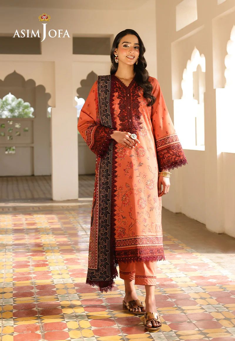 Asim Jofa 3pc PRINTED EMBROIDERED LAWN AJUBF43