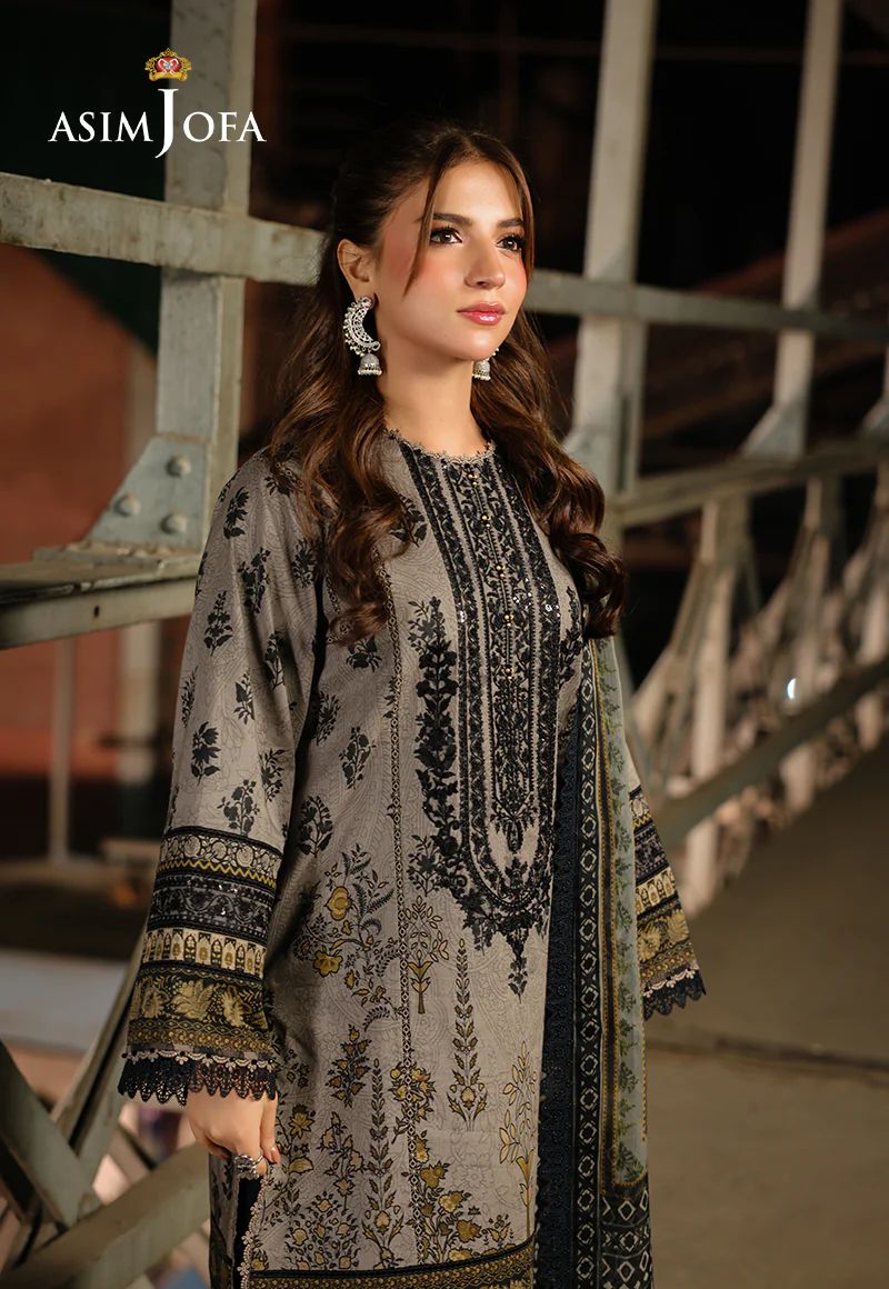 Asim Jofa 3pc PRINTED EMBROIDERED LAWN AJUBF51