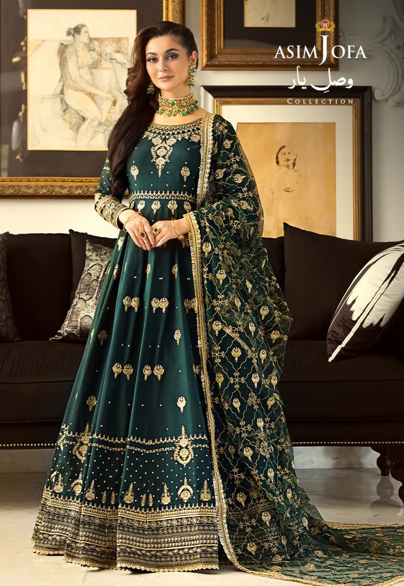 asim jofa green dress AJIM-03 EMBROIDERED CHIFFON 3 PCS