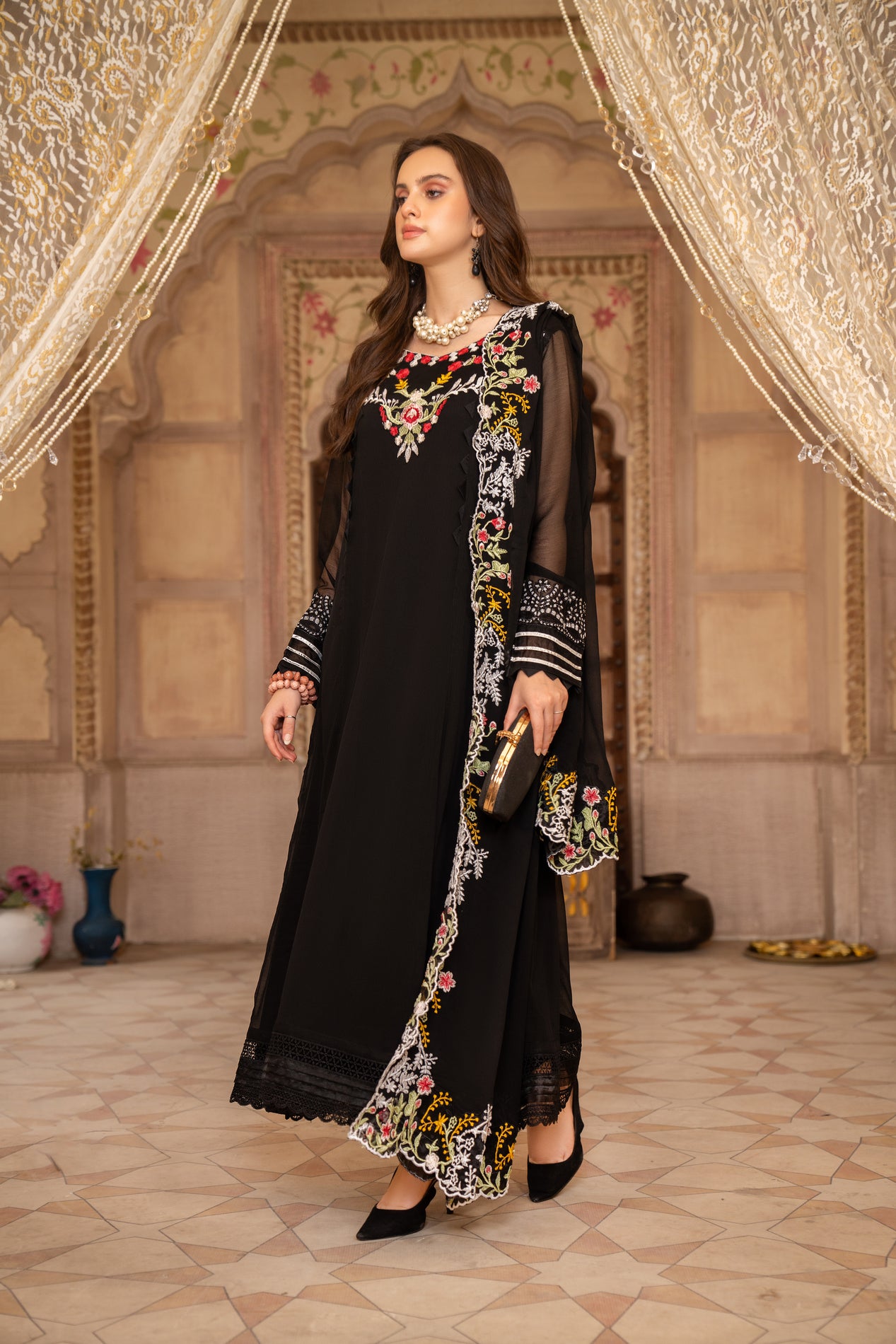 Chiffon Embroidered Formal Dress by Aleezay 08