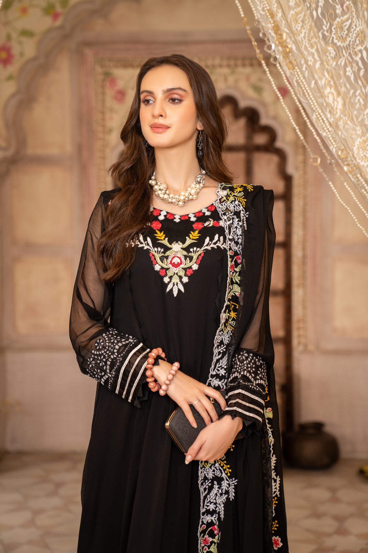 Chiffon Embroidered Formal Dress by Aleezay 08