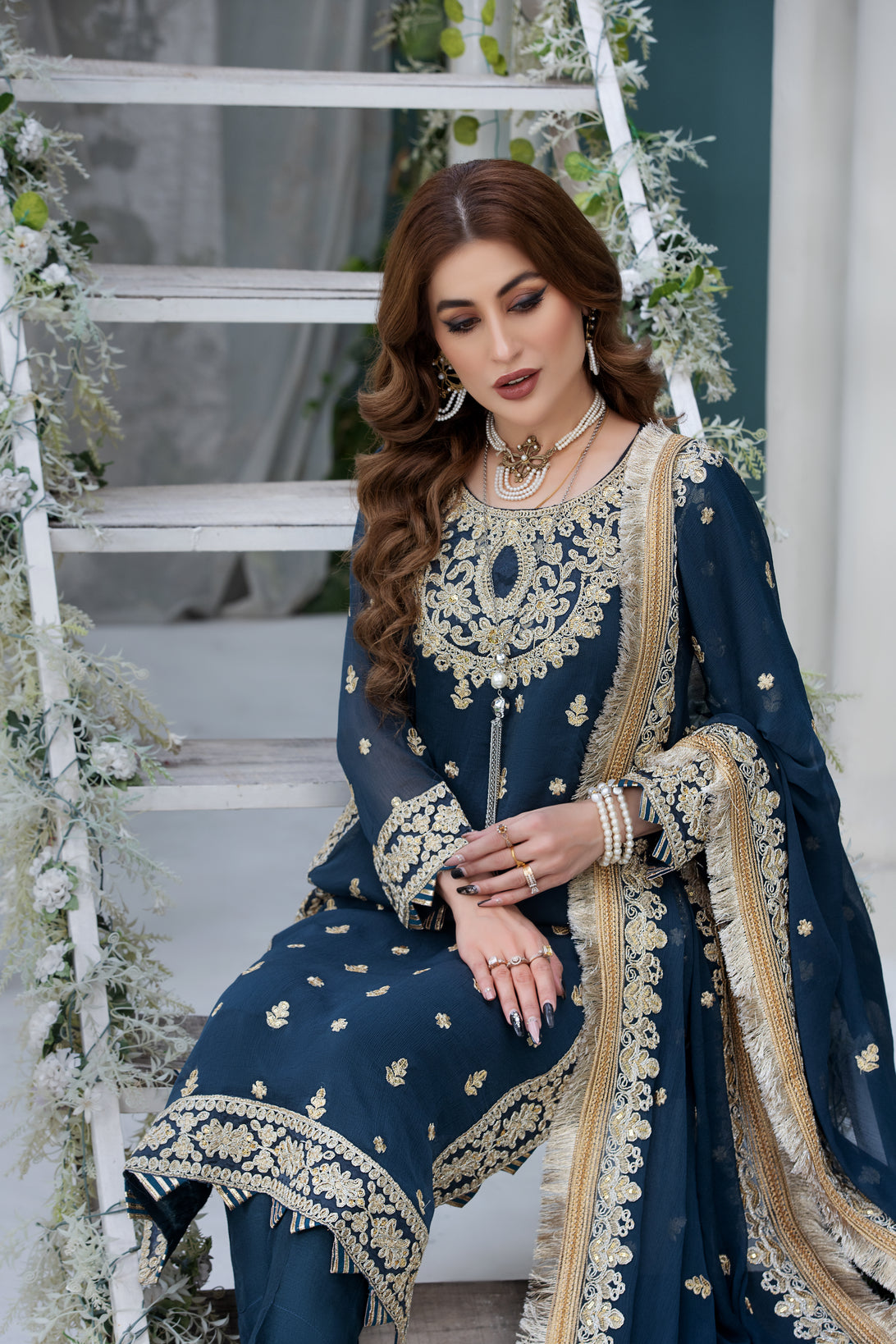 Chiffon Embroidered Formal Dress by Aleezay 25