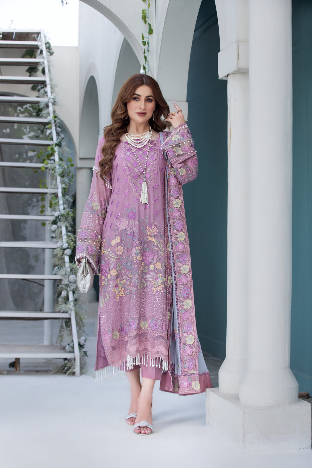 Chiffon Embroidered Formal Dress by Aleezay 27