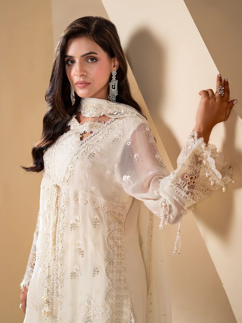 Sakeena Noire Embroidered Chiffon 3 Piece Suit – NSH5