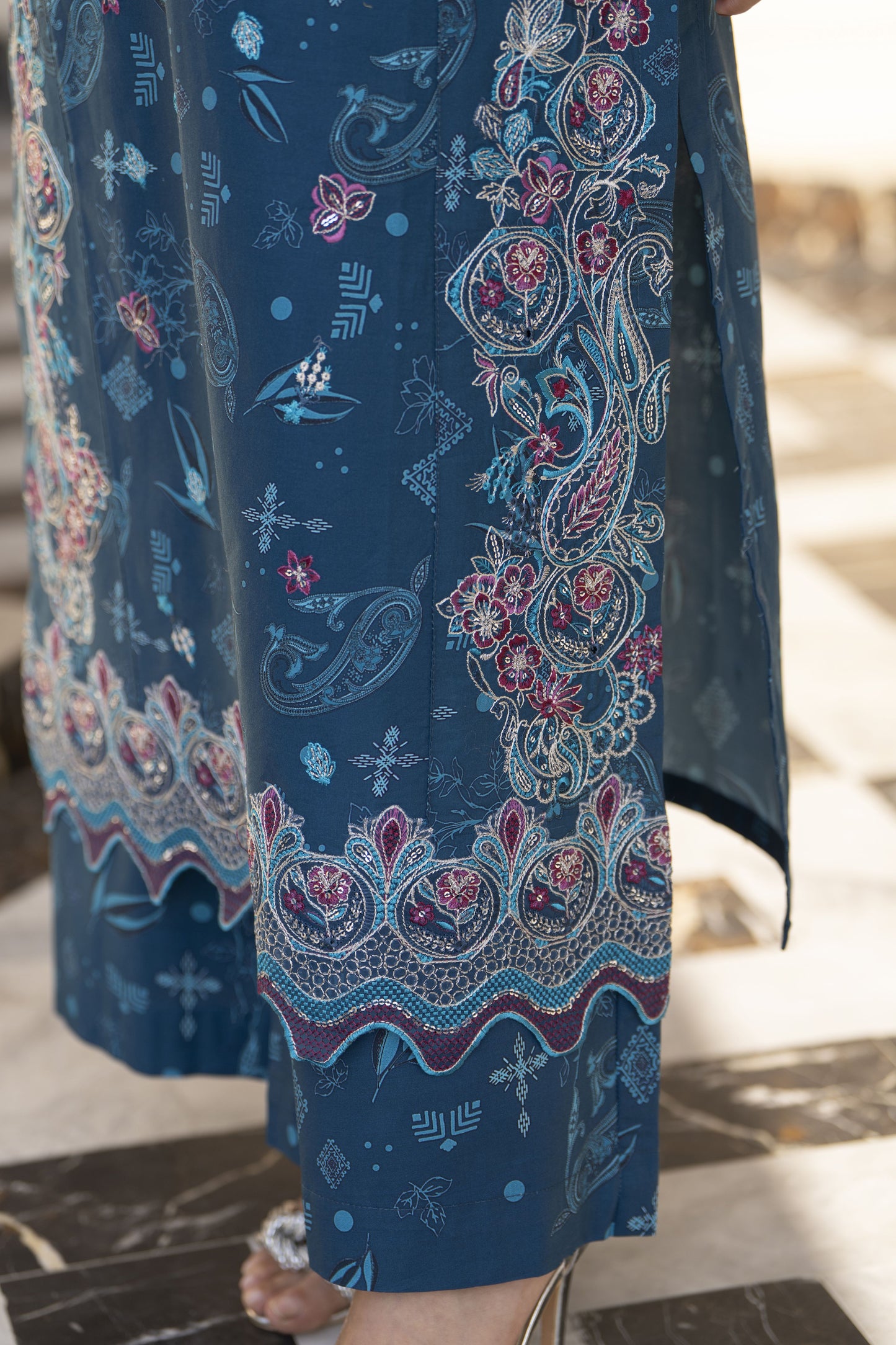 Khushi by Silver Teal – 3pc Cotton Long Shirt Ready to Wear Suit KBS4