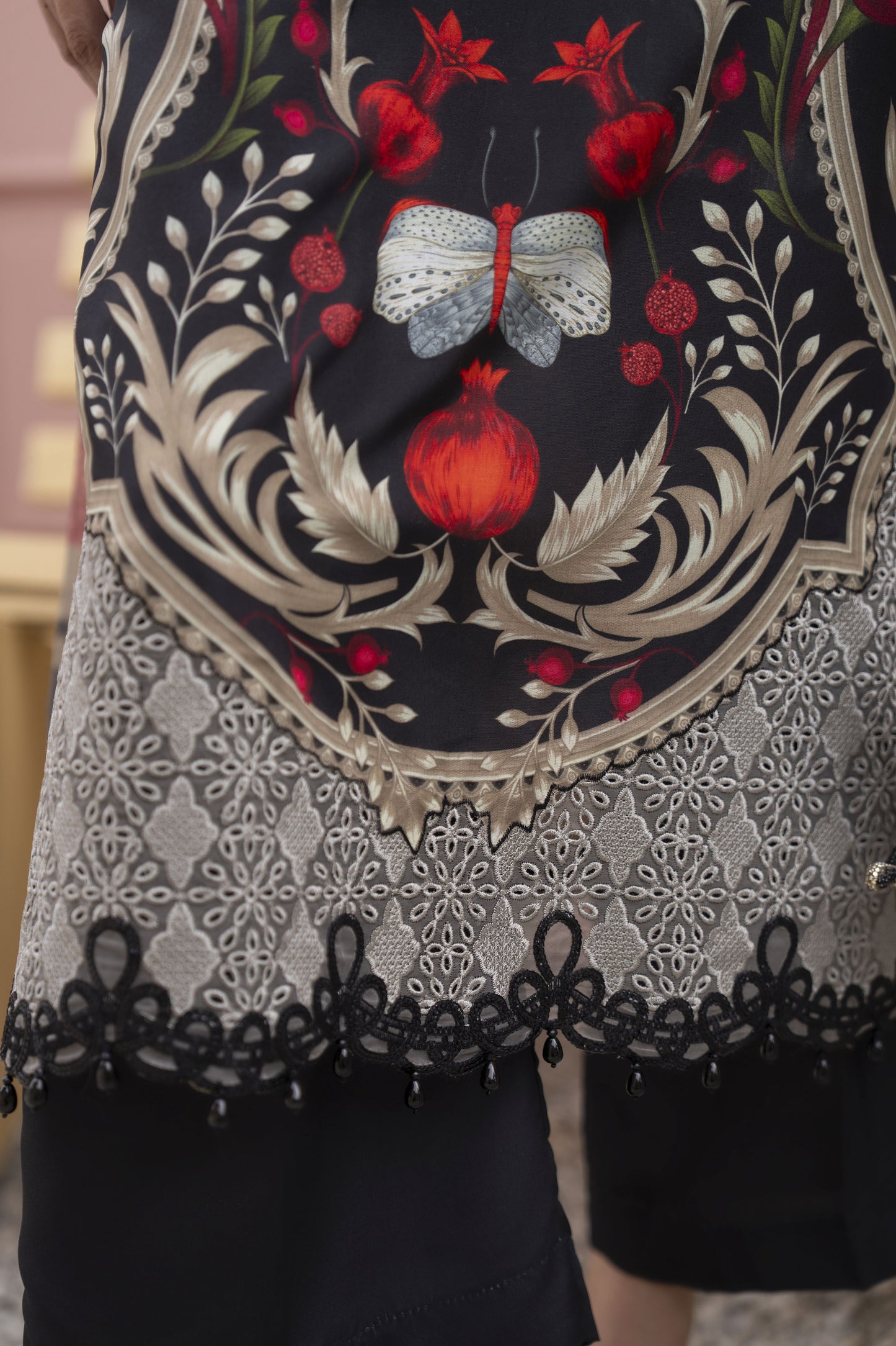 3pc Printed & Chikankari Embroidered Lawn Suit with Chiffon Dupatta RES7