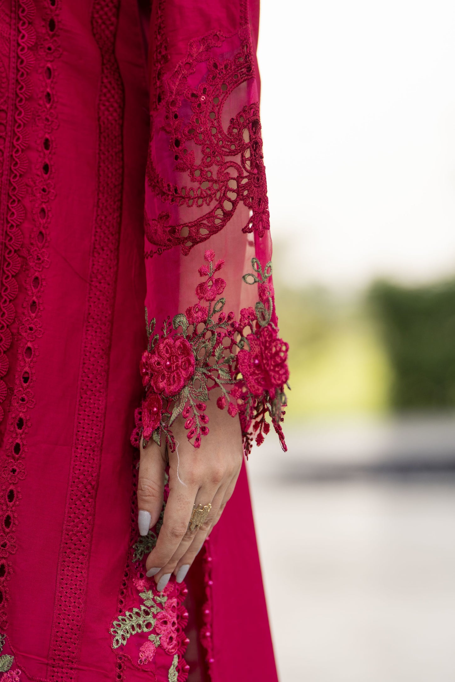 Raabtaa – A Silver Affair | Maroon Cutwork women's Dress SRS04