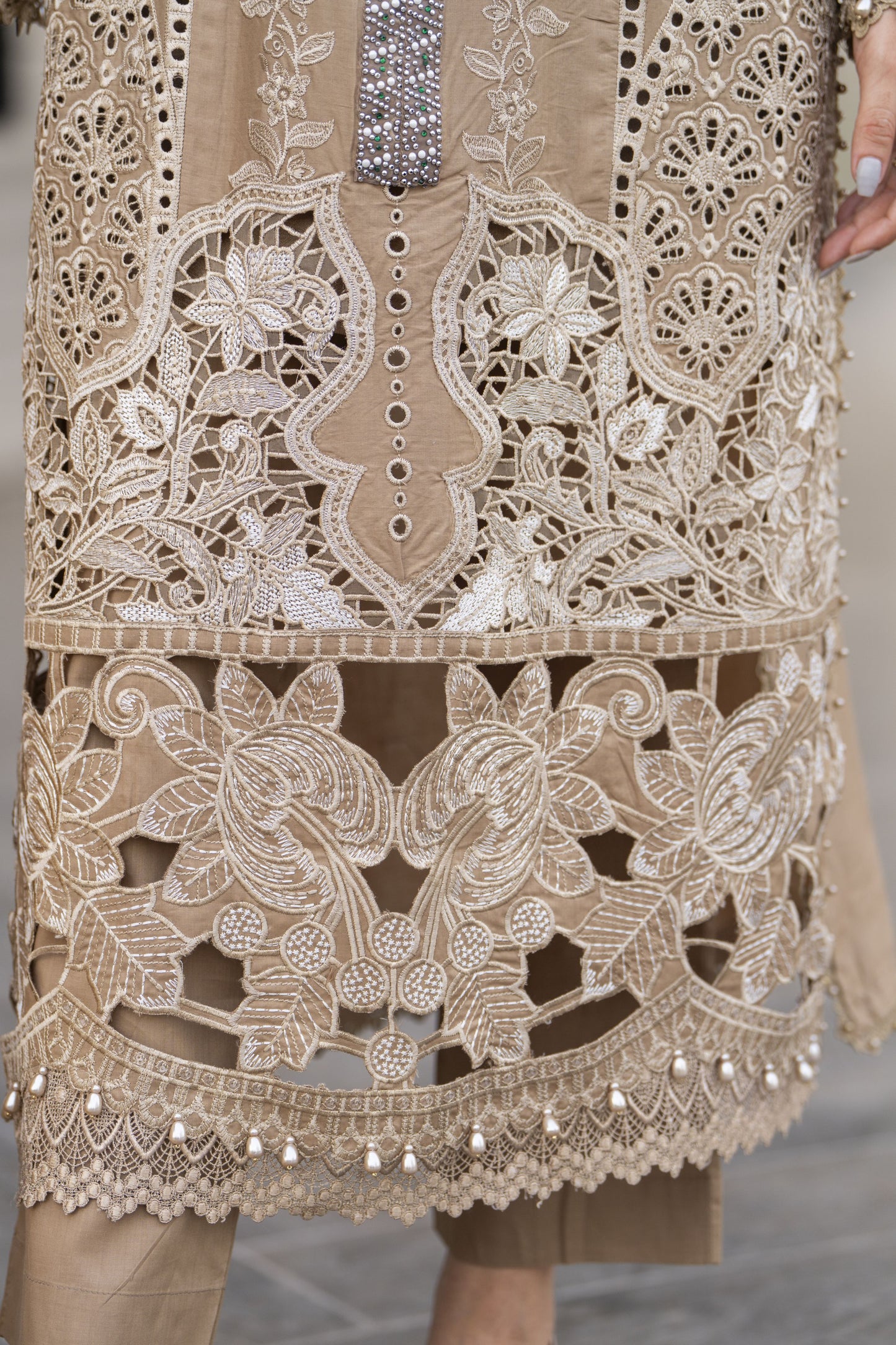 Raabtaa – A Silver Affair | Mocha Gold Cutwork Womenswear SRS05