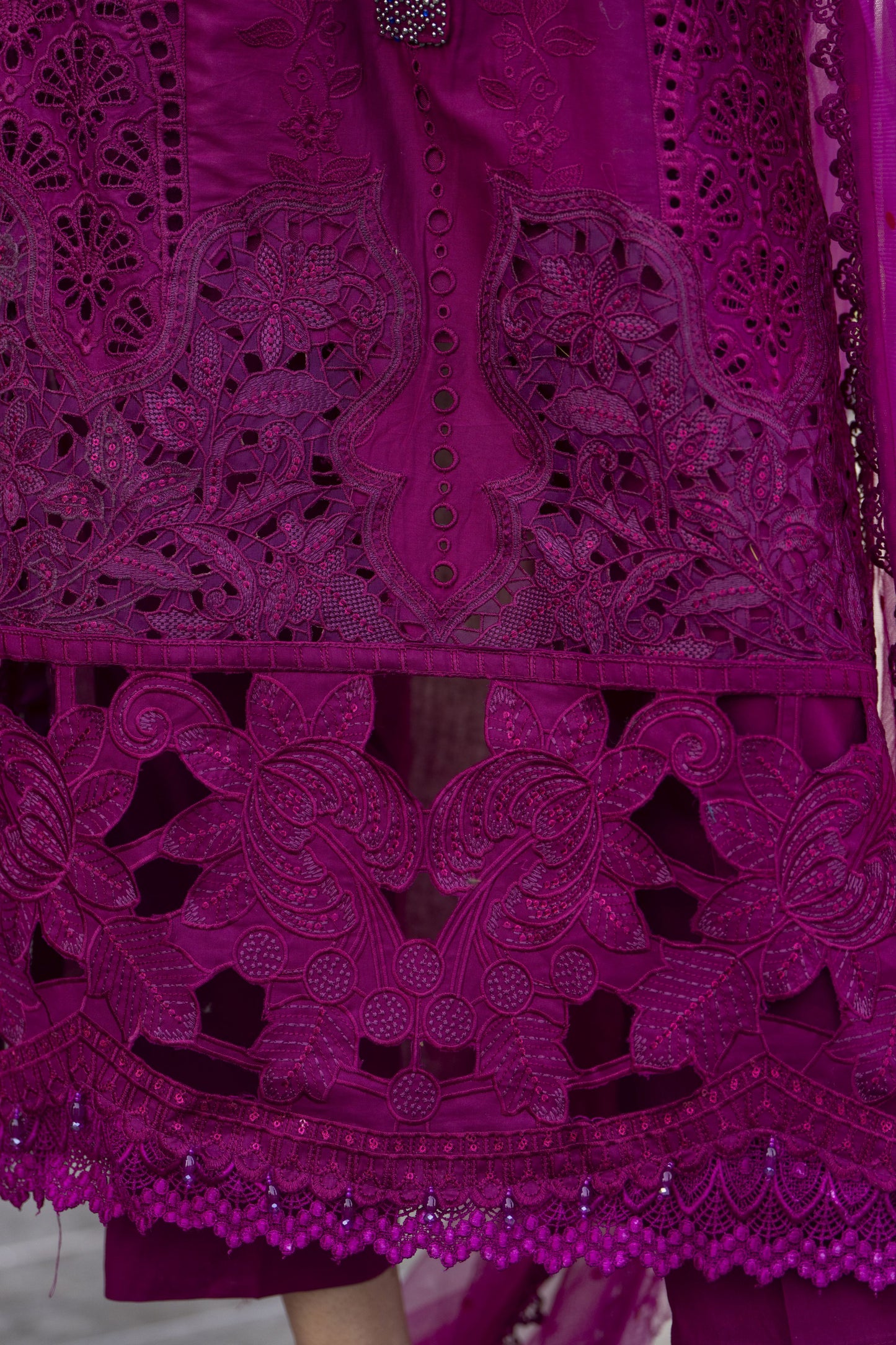 Raabtaa – A Silver Affair | Deep Magenta Designer Womens Eveningwear SRS07