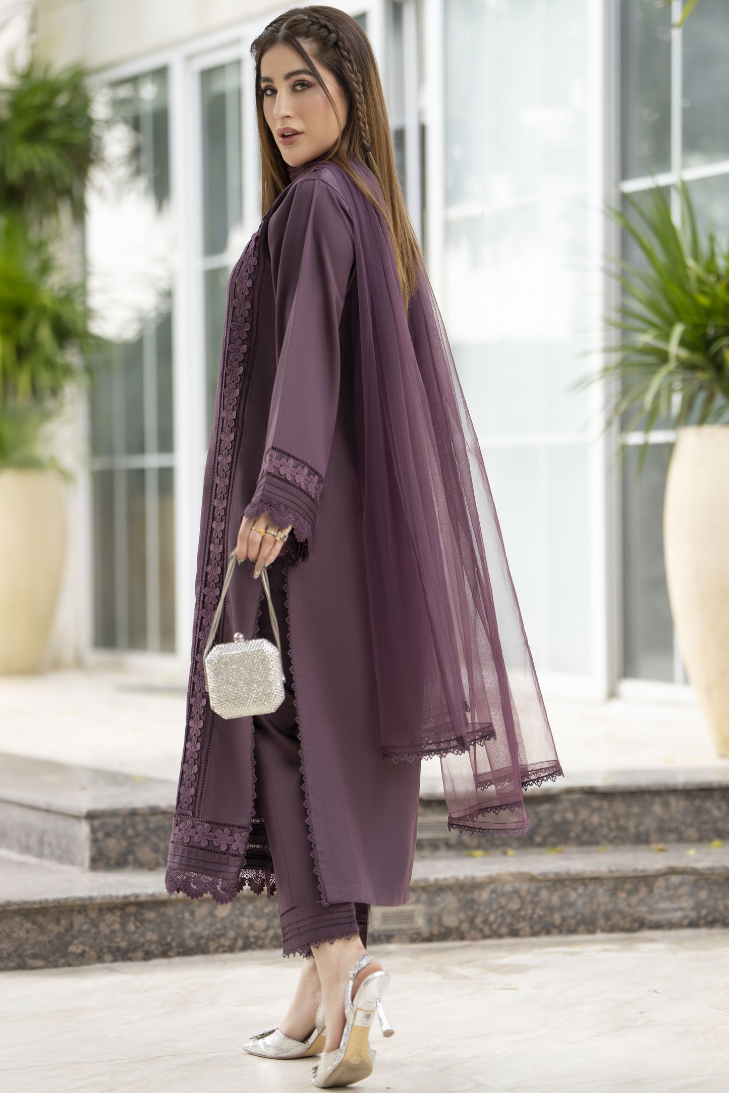 Aabpara Simply Warm Winter Linen 3pc Ready to Wear with Dyed Net Dupatta SWA3