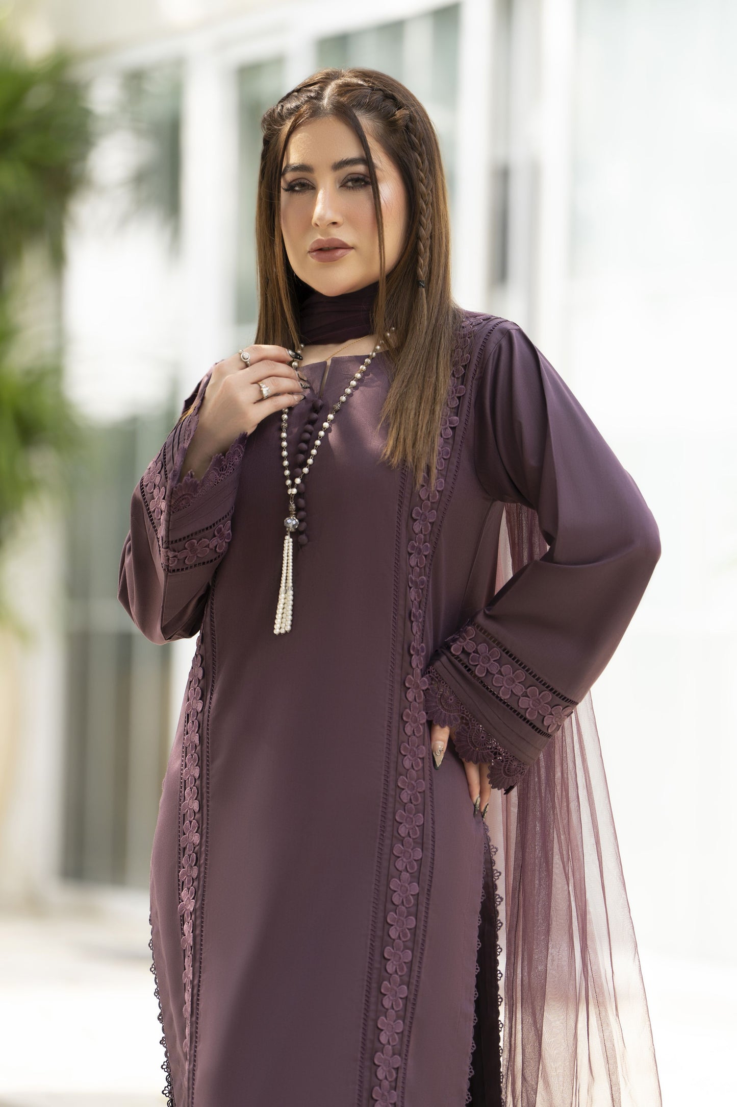 Aabpara Simply Warm Winter Linen 3pc Ready to Wear with Dyed Net Dupatta SWA3