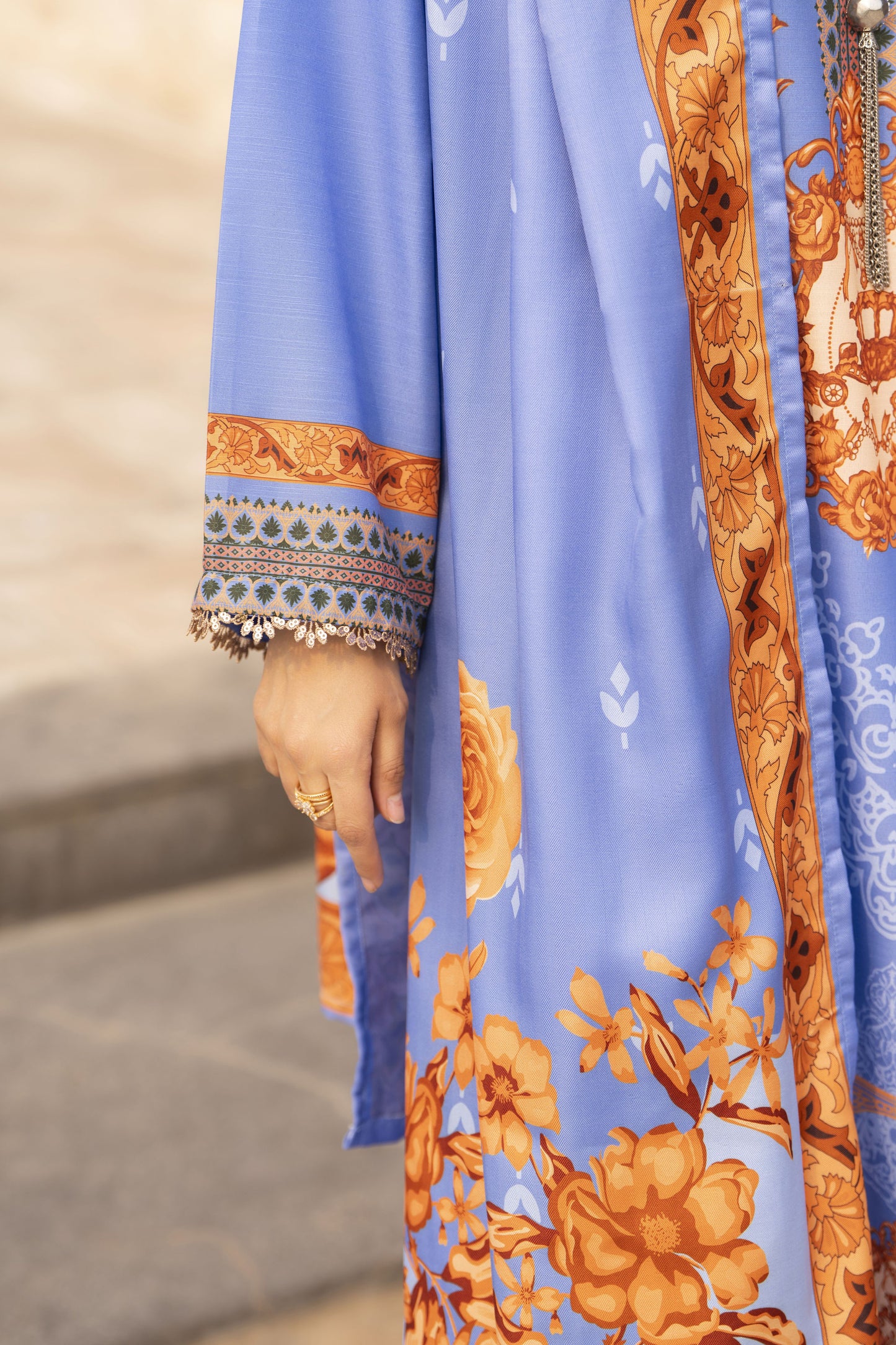 NBH3 Naqsh by Hemline Poly Grip 3PC A-Line Suit with Herringbone Dupatta