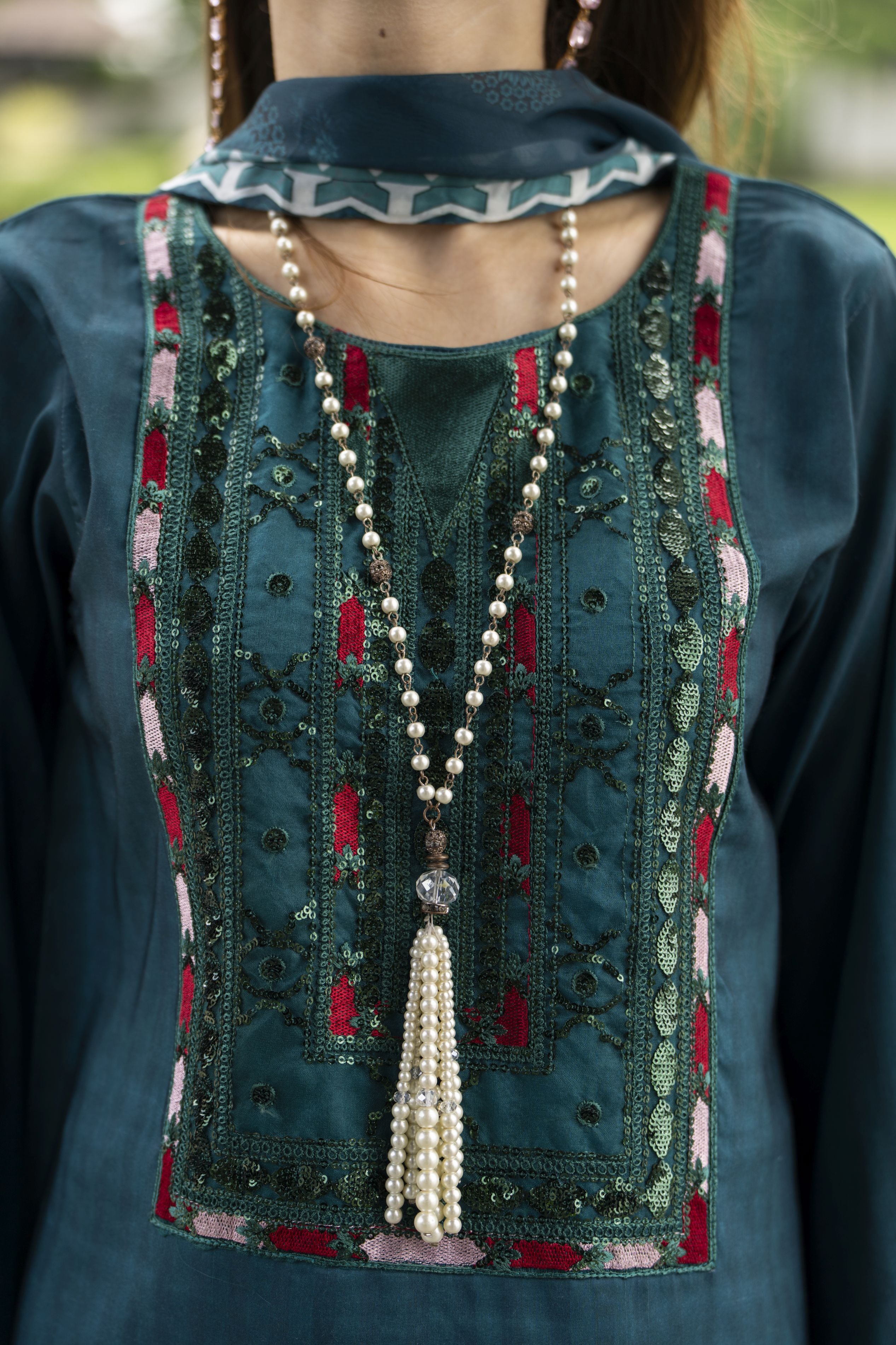 Lush by Aleezay – Teal Raw Silk 3pc Dress with Silk Dupatta Lush2