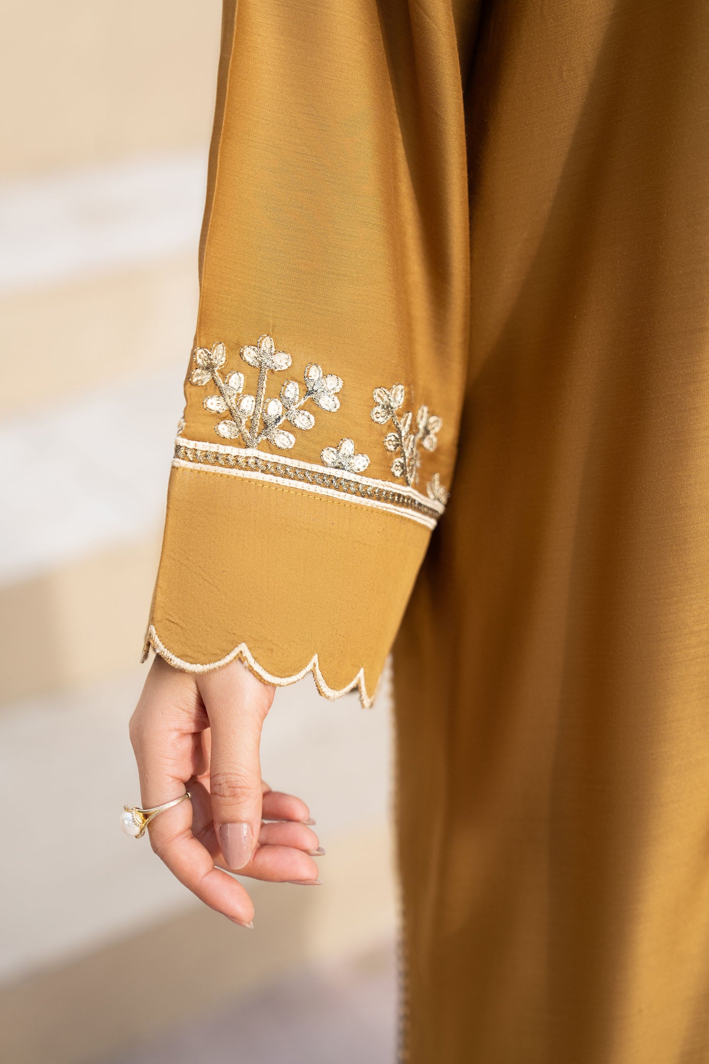 ZZ2 Zimal Zephira Caramel Embroidered 3pc Viscose Suit