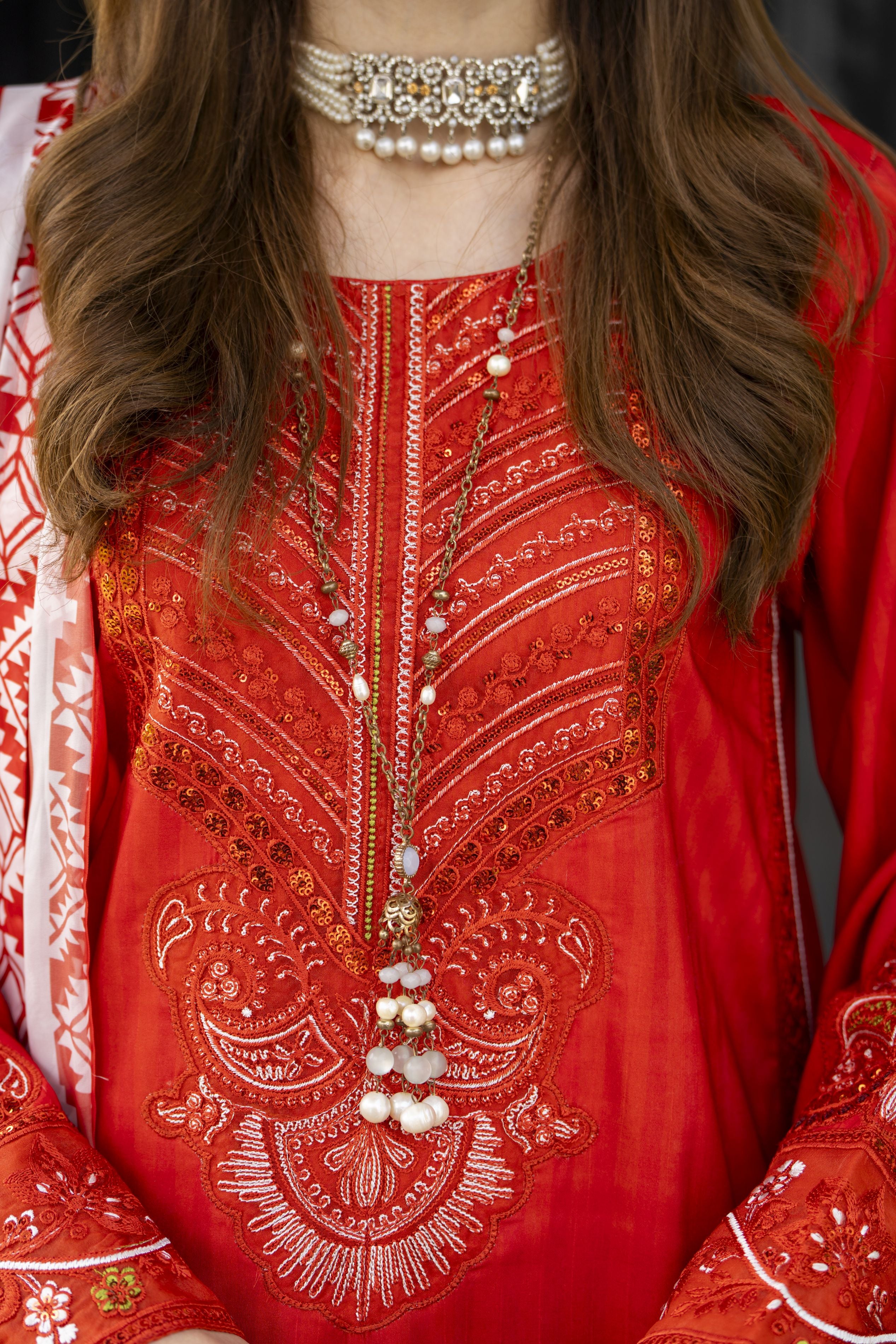 Lush by Aleezay – Orange Raw Silk Dress with Farshi Shalwar Lush1