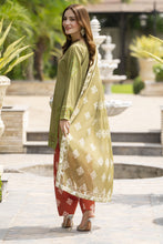 Lush by Aleezay – Olive Raw Silk 3pc Dress with Farshi Shalwar Lush3