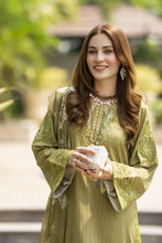 Lush by Aleezay – Olive Raw Silk 3pc Dress with Farshi Shalwar Lush3