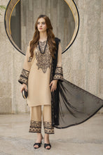 Threaded Grace Silk Karandi by Gul Warun – Beige & Black Embroidered 3pc Suit TGS3