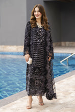 Black Chiffon Embroidered 3pc Dress with Handwork & Net Dupatta by Silver SBS12