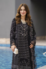 Black Chiffon Embroidered 3pc Dress with Handwork & Net Dupatta by Silver SBS12