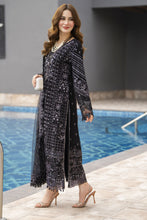 Black Chiffon Embroidered 3pc Dress with Handwork & Net Dupatta by Silver SBS12