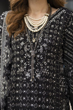 Black Chiffon Embroidered 3pc Dress with Handwork & Net Dupatta by Silver SBS12