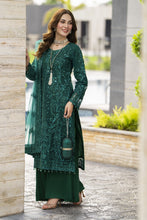 Emerald Green Net Embroidered 3pc Sharara Dress with Handwork by SILVER SBS9