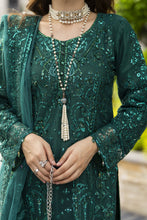 Emerald Green Net Embroidered 3pc Sharara Dress with Handwork by SILVER SBS9