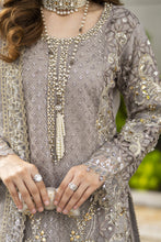 Taupe Grey Embroidered 3pc Grip Sharara Dress with Organza Dupatta by SILVER SBS10