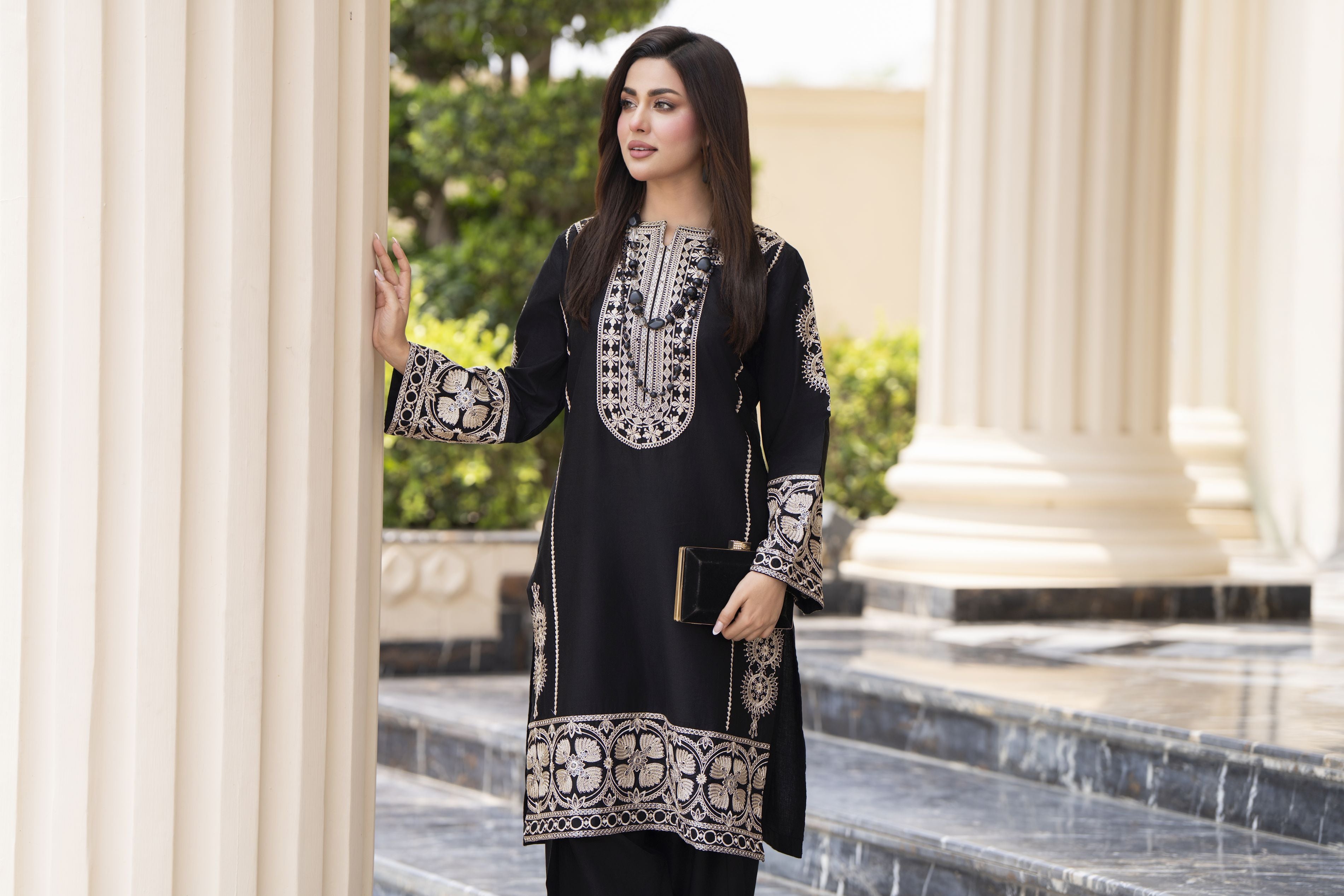 Cotton Canvas by Zaiwa – 2pc Black Cotton Shalwar Suit | CCZ5