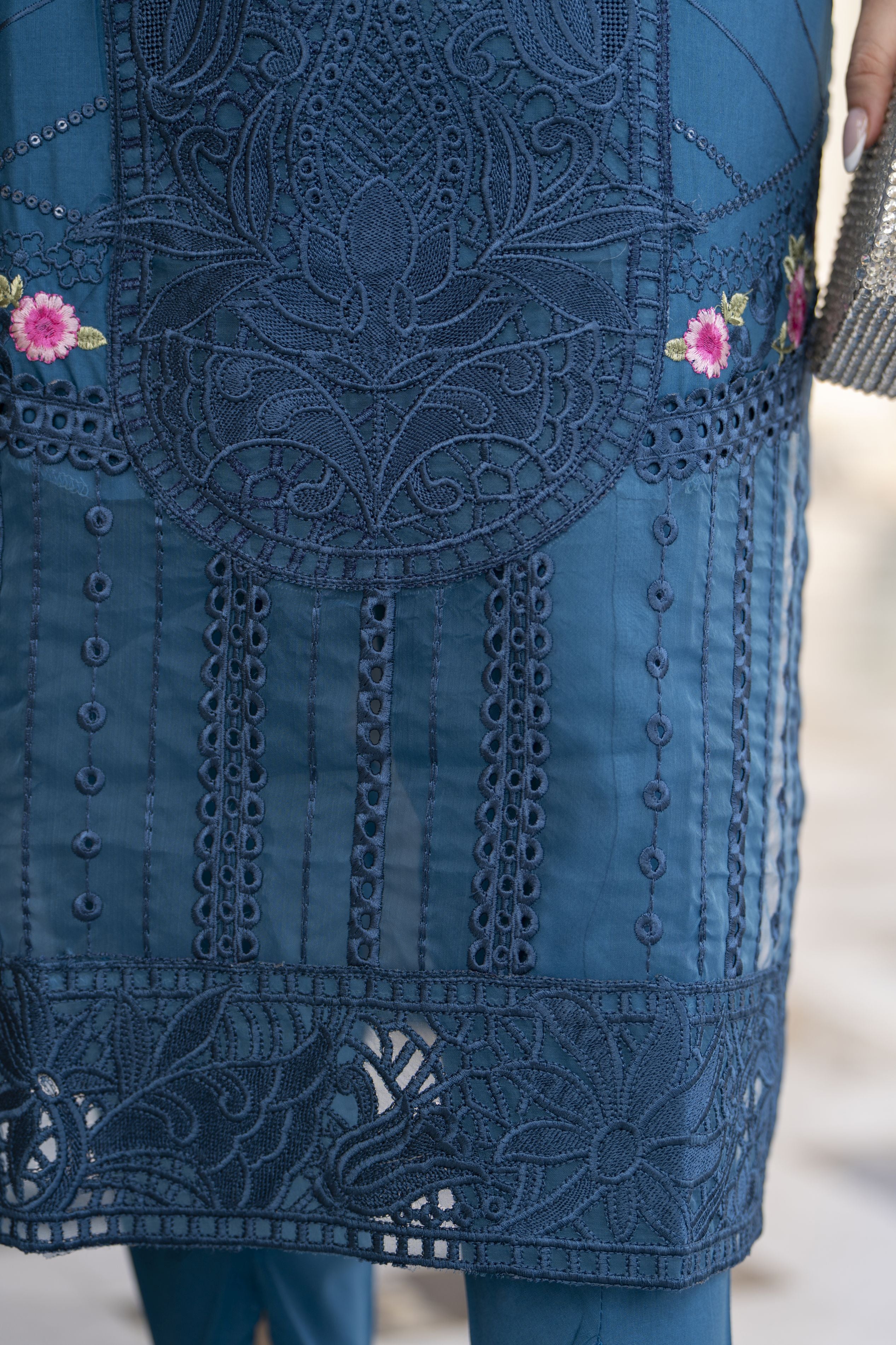 Cotton Canvas by Zaiwa – 3pc Blue Cotton Suit with Tulip Pants CCZ3