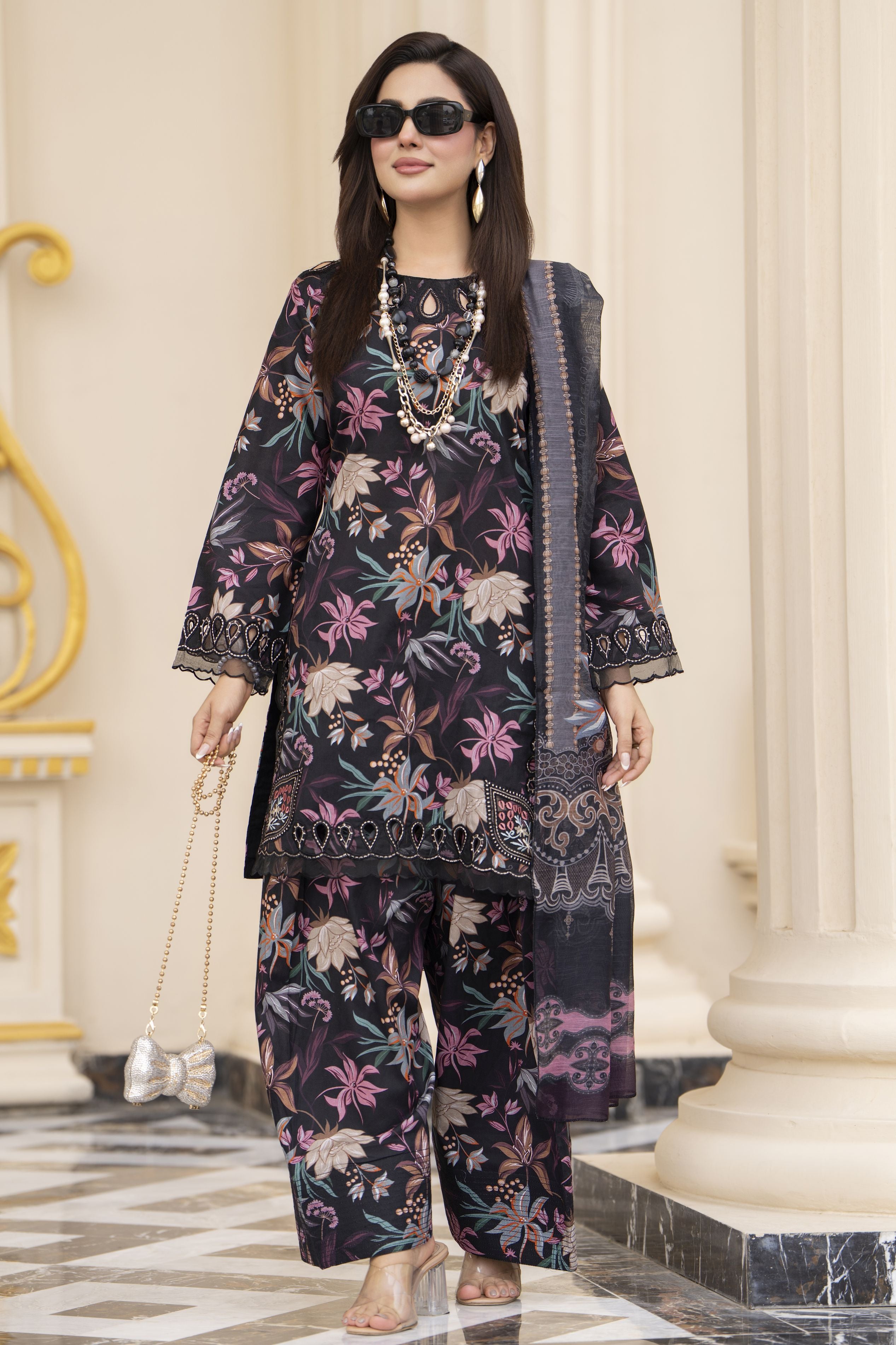 Cotton Canvas by Zaiwa – 3pc Black Cotton Dress with Farshi Shalwar CCZ6