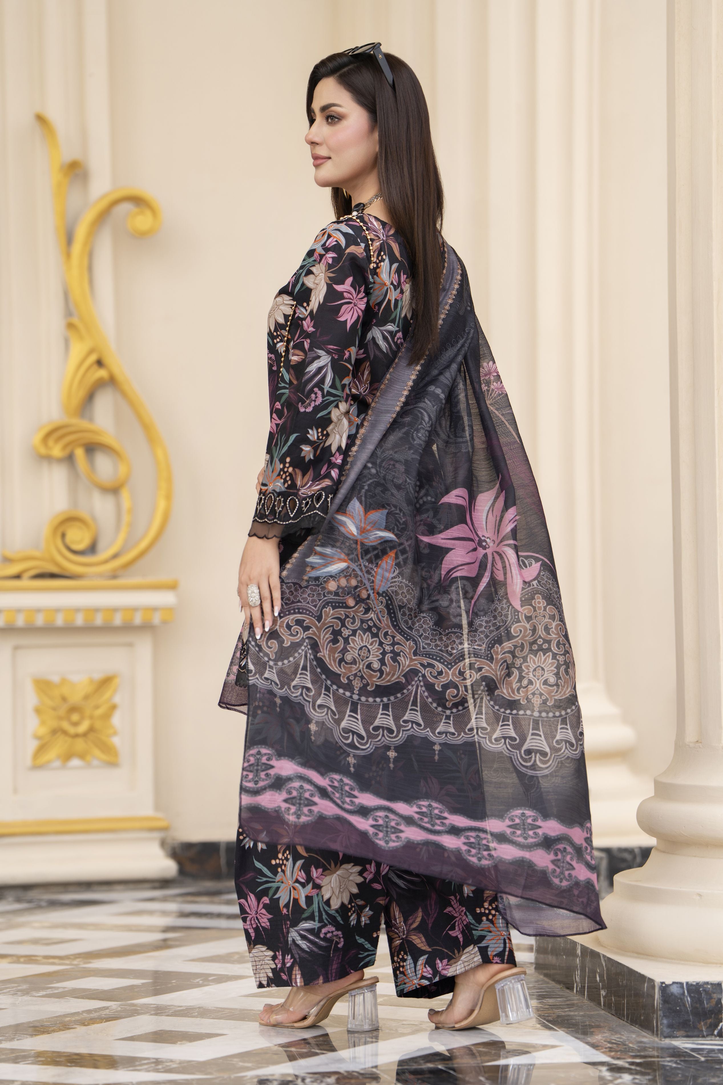 Cotton Canvas by Zaiwa – 3pc Black Cotton Dress with Farshi Shalwar CCZ6