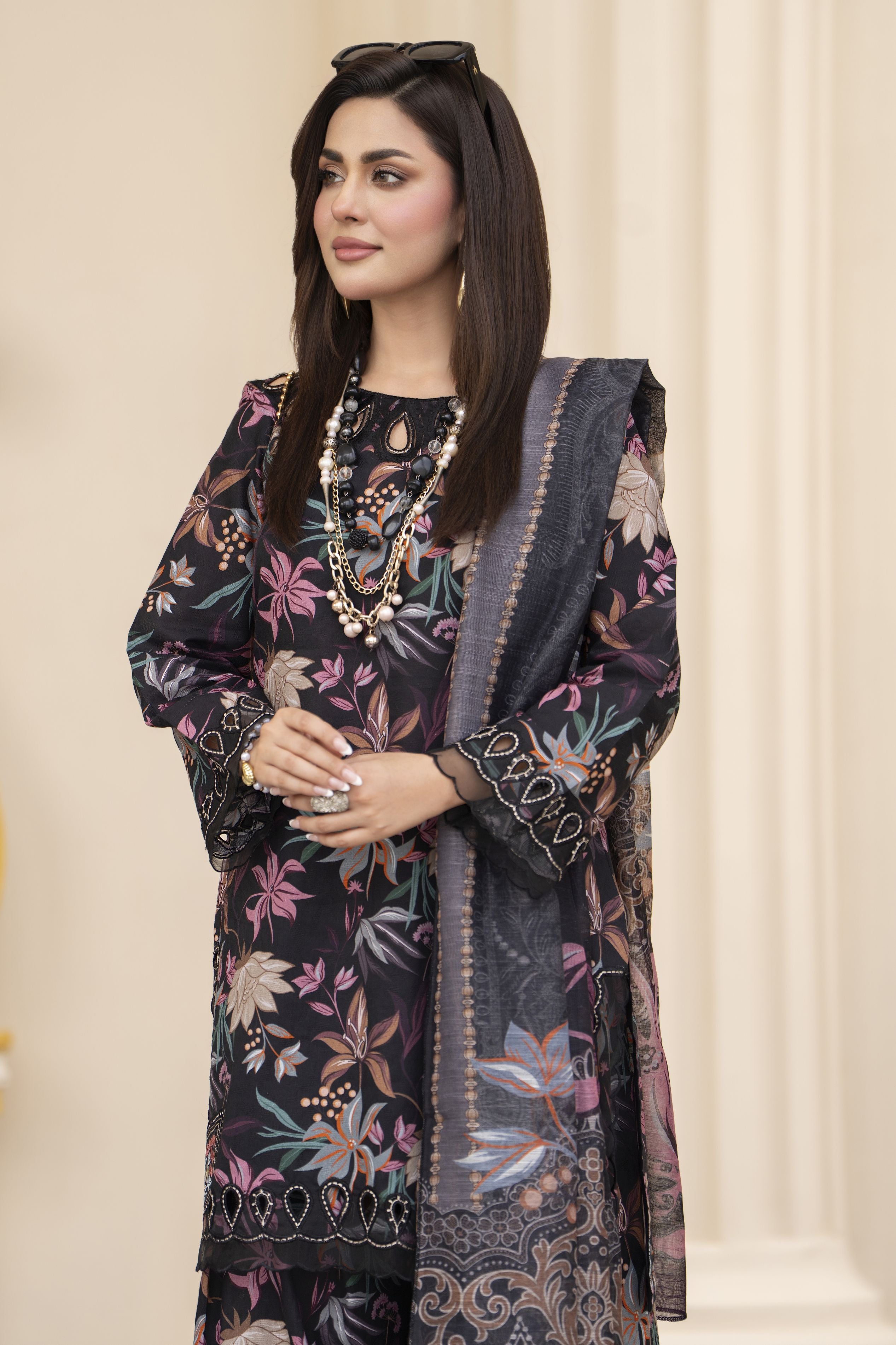 Cotton Canvas by Zaiwa – 3pc Black Cotton Dress with Farshi Shalwar CCZ6